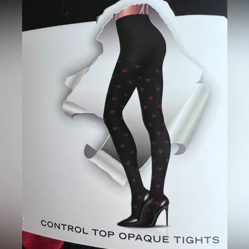 MEMOI 2 pair Control Top Opaque Tights size S/M black